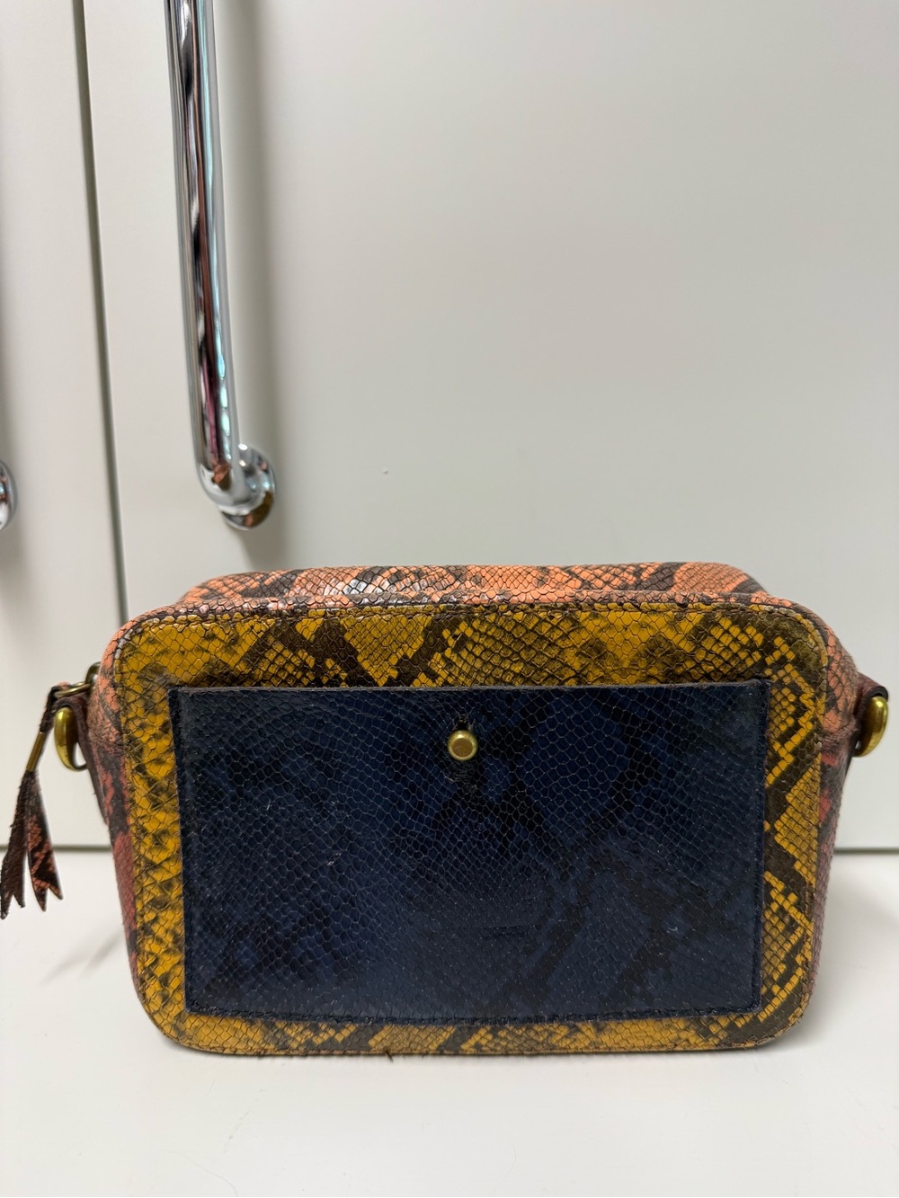 Madewell Yellow & Navy Snakeskin-Print Crossbody - Picture 16 of 16